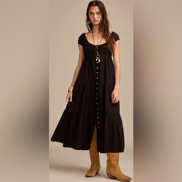 Lucky Brand button front tiered midi dress size S - Picture 5 of 12